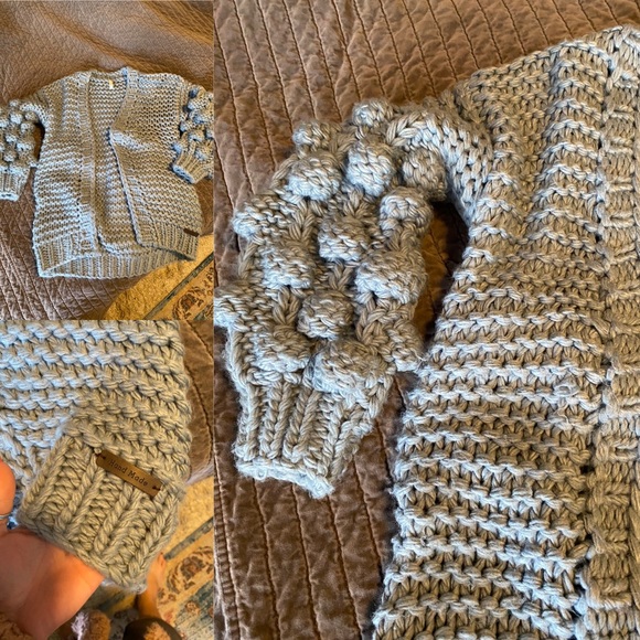 Hand knit bubble sweater cardigan - Picture 2 of 2